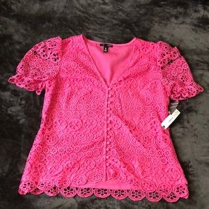 NWT Aqua lace fuchsia blouse